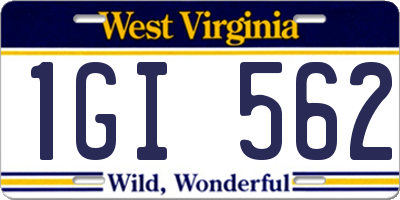 WV license plate 1GI562