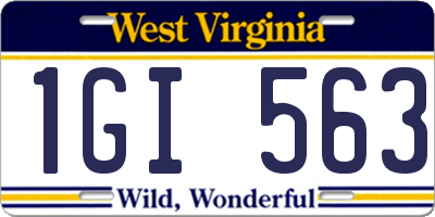 WV license plate 1GI563