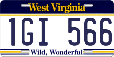 WV license plate 1GI566