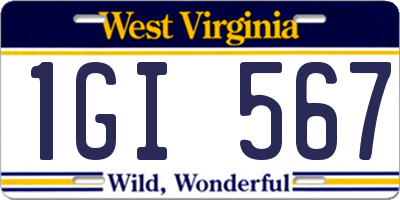 WV license plate 1GI567