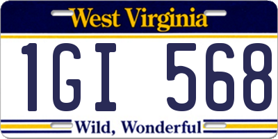 WV license plate 1GI568