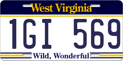WV license plate 1GI569