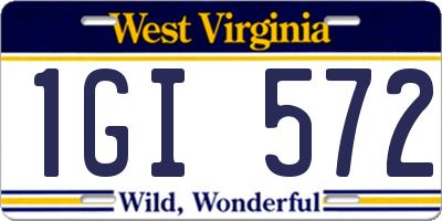 WV license plate 1GI572