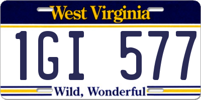 WV license plate 1GI577