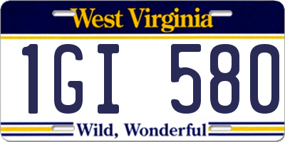 WV license plate 1GI580