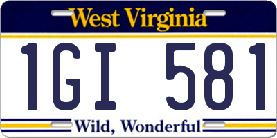 WV license plate 1GI581