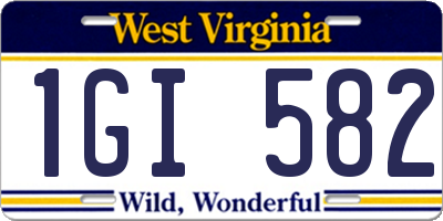WV license plate 1GI582