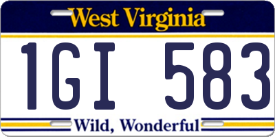 WV license plate 1GI583