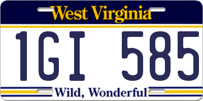 WV license plate 1GI585