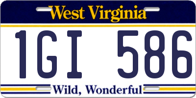 WV license plate 1GI586