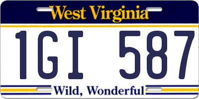 WV license plate 1GI587