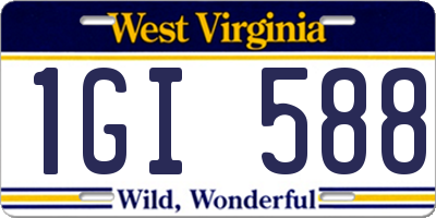 WV license plate 1GI588
