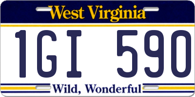 WV license plate 1GI590