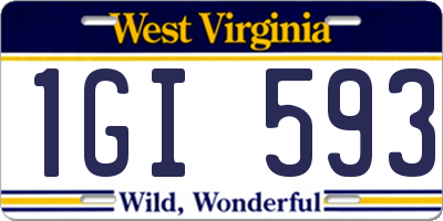 WV license plate 1GI593