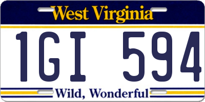 WV license plate 1GI594