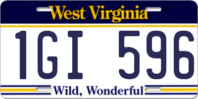WV license plate 1GI596