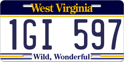 WV license plate 1GI597