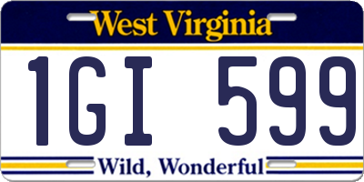 WV license plate 1GI599