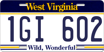 WV license plate 1GI602