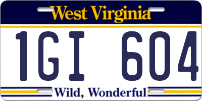 WV license plate 1GI604