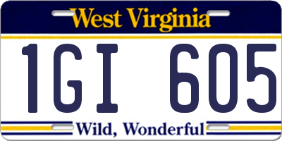 WV license plate 1GI605