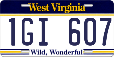 WV license plate 1GI607