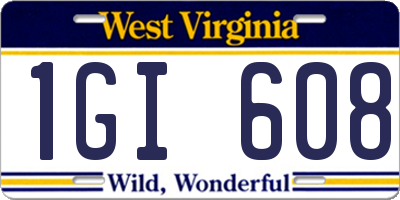 WV license plate 1GI608