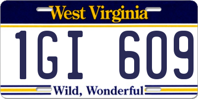 WV license plate 1GI609