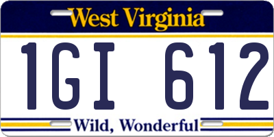 WV license plate 1GI612