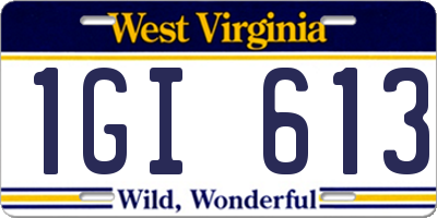 WV license plate 1GI613