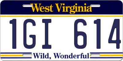 WV license plate 1GI614