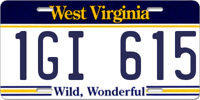 WV license plate 1GI615