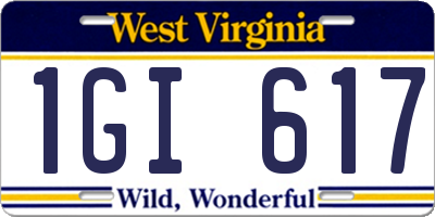 WV license plate 1GI617