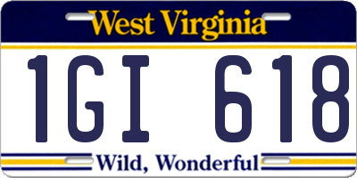 WV license plate 1GI618