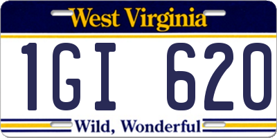 WV license plate 1GI620
