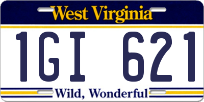WV license plate 1GI621
