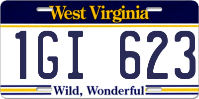 WV license plate 1GI623