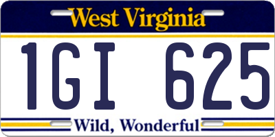 WV license plate 1GI625
