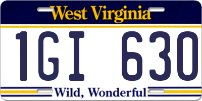 WV license plate 1GI630