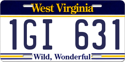 WV license plate 1GI631