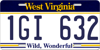 WV license plate 1GI632