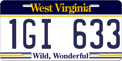 WV license plate 1GI633