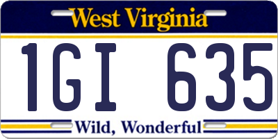 WV license plate 1GI635