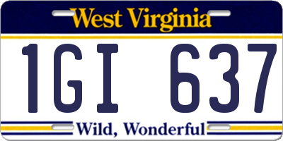 WV license plate 1GI637