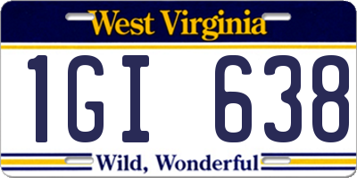WV license plate 1GI638