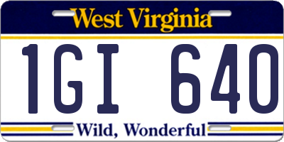 WV license plate 1GI640