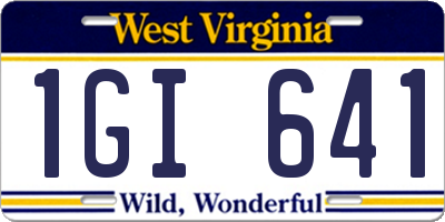 WV license plate 1GI641