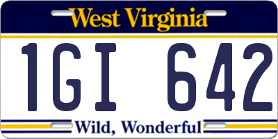 WV license plate 1GI642