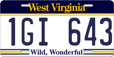 WV license plate 1GI643