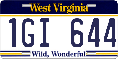 WV license plate 1GI644